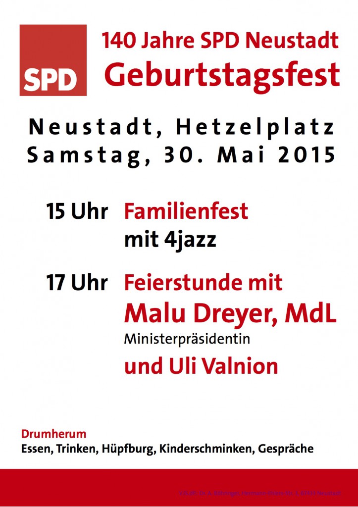 Plakat 140 Jahre SPD NW